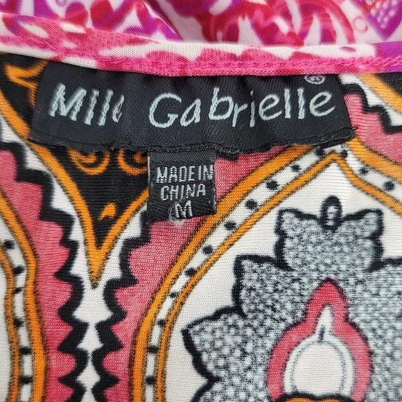 Mlle Gabrielle Women M Smocked Maxi Sun Dress Paisley Boho Summer Beach Resort - Picture 7 of 9